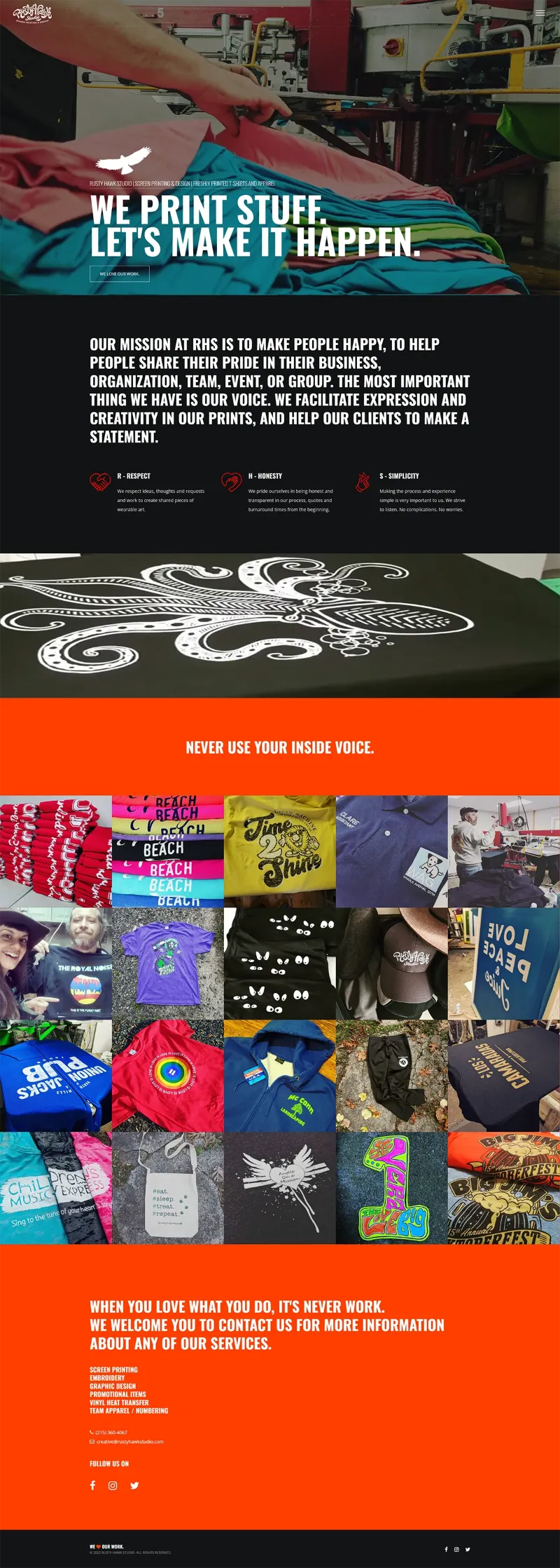 The Rusty Hawk Studio website